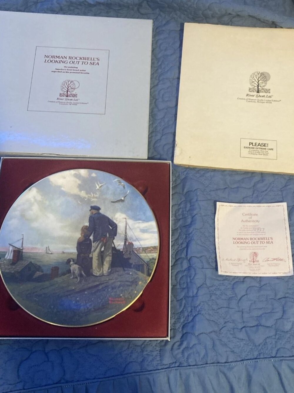 Norman Rockwell "Looking Out to Sea" Porcelain 8in Collector Plate COA Box